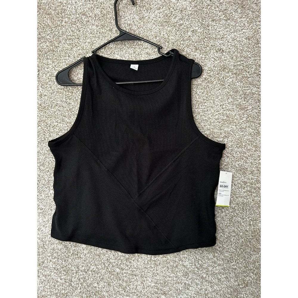 Old Navy Active Go Dry Ribbed Black Fitted Tank Size XL